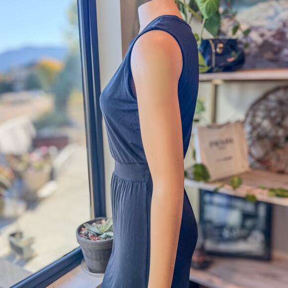Athleta Santorini Cinch Black Dress w/ Elastic Waist, Soft Knit, Women's XS - Picture 8 of 13